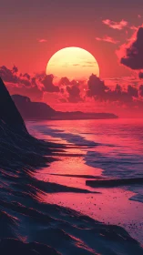 Crimson tides quietly rehearse their glow beneath twin dusk