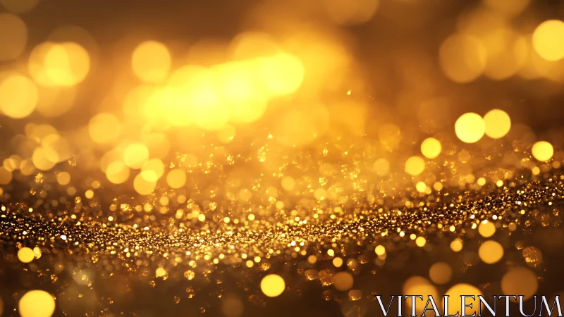 Golden Glitter Abstract Background with Bokeh Light Effect.