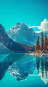 Crystal mountain lake mirrors snow peaks in peaceful silence