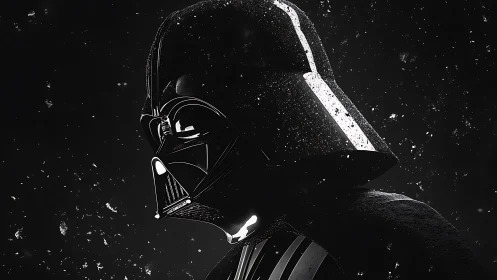 Side-profile sci fi armored helmet in high contrast lighting