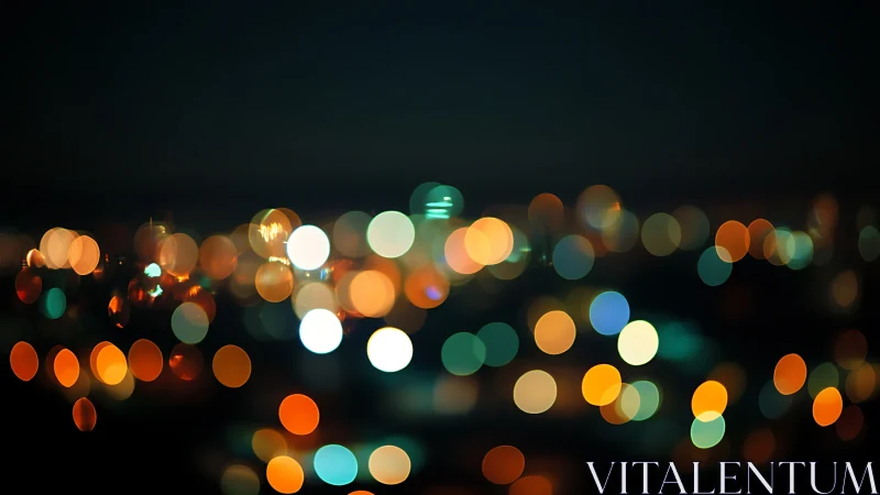 Defocused nocturnal city bokeh in chromatic circles cluster.