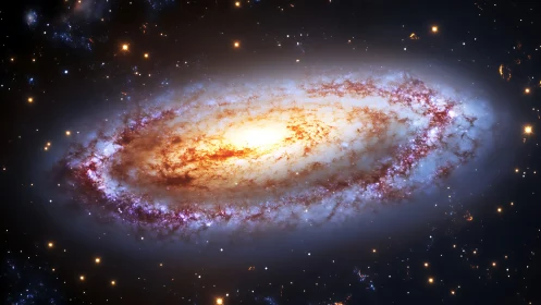 Spiral galaxy core in luminous nebular dust digital painting.