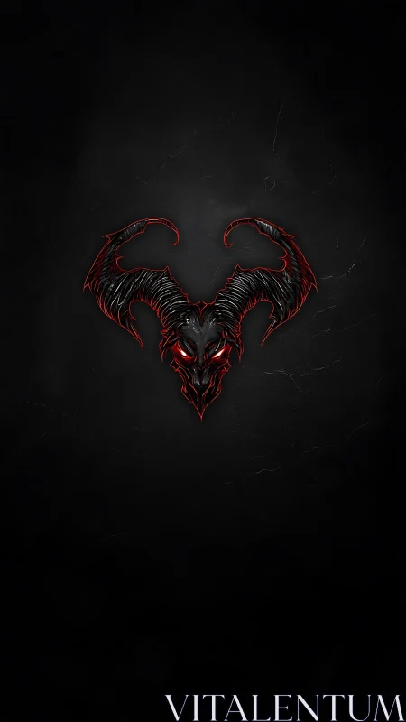 Infernal horned sigil burning through the void of darkness.