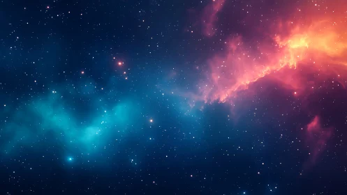 Dual-color interstellar nebula cloud in star-filled field.