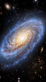 Spiral galaxy swirling with starlight in a quiet night sky.