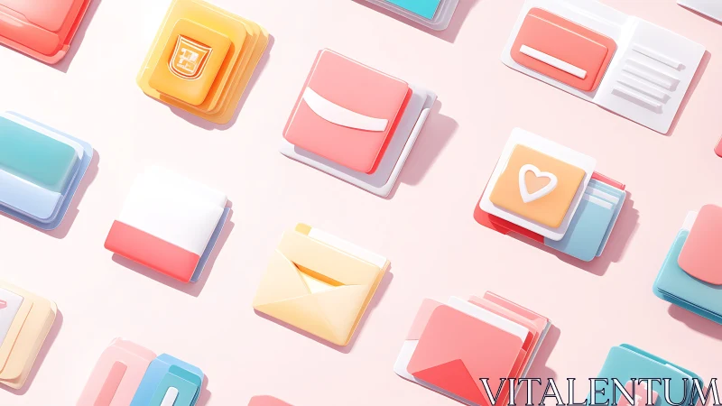 Isometric pastel UI icon grid for modular communication apps.