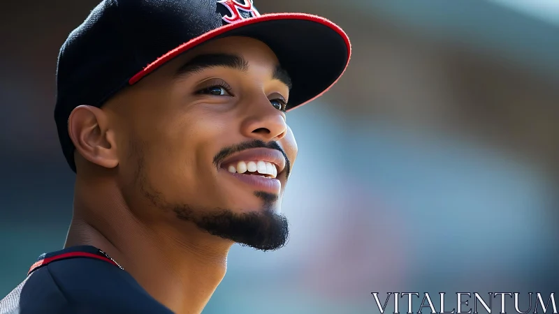 Photorealistic ballplayer portrait in shallow depth of field.