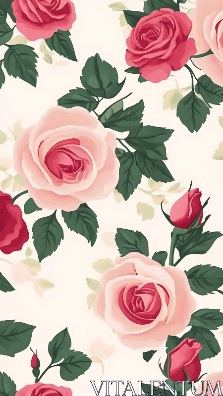 Velvet Rose Reverie: Layers of Blushing Bloom Across Cream