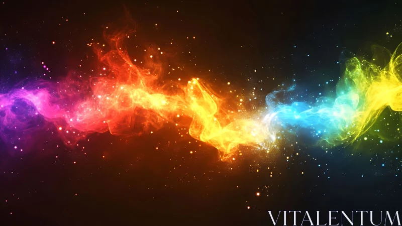 Prismatic nebula stream ignites a cosmic river of light.