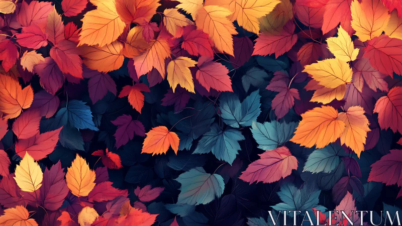 Multicolor autumn foliage pattern in high-detail digital art.