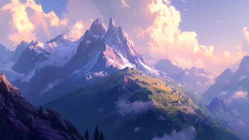 Sunlit alpine peaks welcome a dreamy, peaceful escape