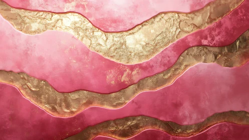 Layered metallic pink strata exhibit high-gloss relief texturing