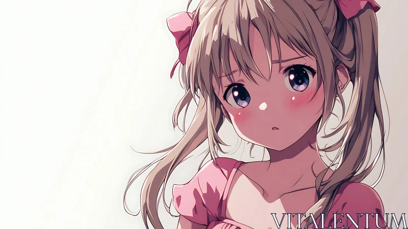 Anime portrait depicts a young girl in pink with side lighting