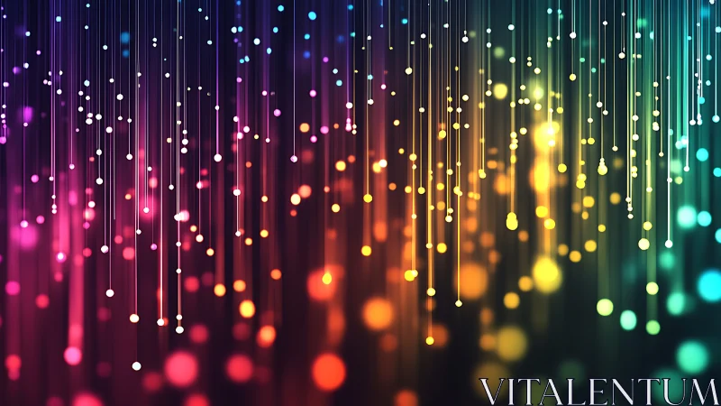 Vertical bokeh light trails render with multicolor depth segmentation