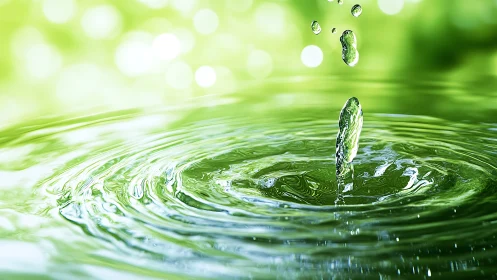 Macro capture isolates water droplet impact forming concentric ripples