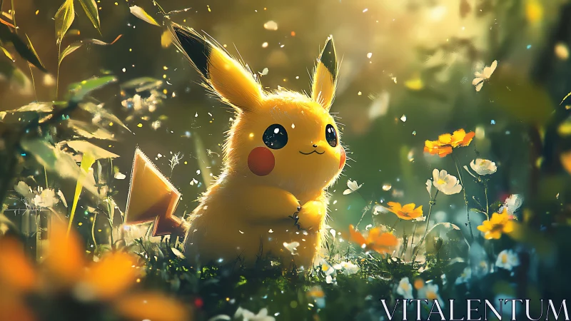 Fur-detailed electric creature in volumetric forest light field.