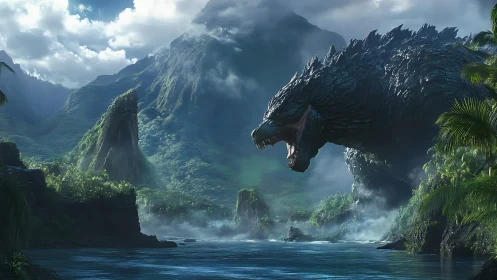Titan of the Jungle Coast Roaring Across Misty Valleys.
