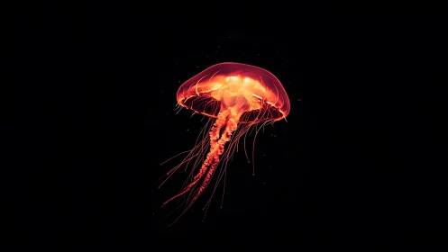 Luminous ember jellyfish drifting through cosmic midnight.