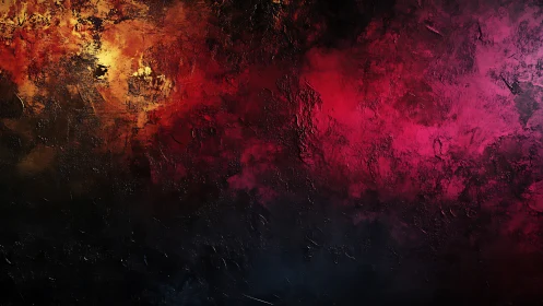 Molten crimson horizon against textured shadowed void.