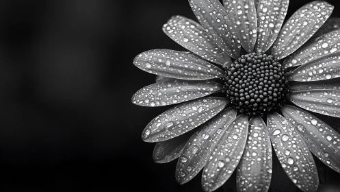 Daisy Petals with Hydrophobic Surface Tension Droplets.