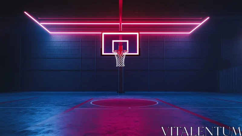 Neon court spotlight where midnight hoops quietly glow.