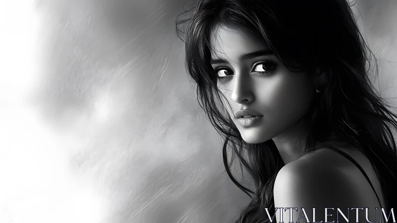 High-contrast monochrome portrait uses soft-edge digital shading