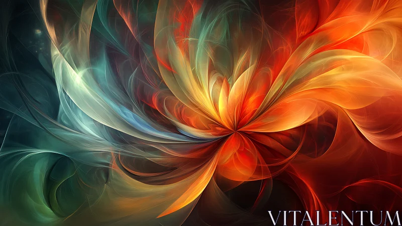 Radiant fractal flower explodes in multicolored luminous plumes