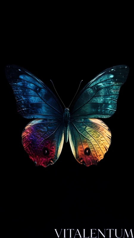 Chromatic butterfly macro with high-contrast gradient illumination