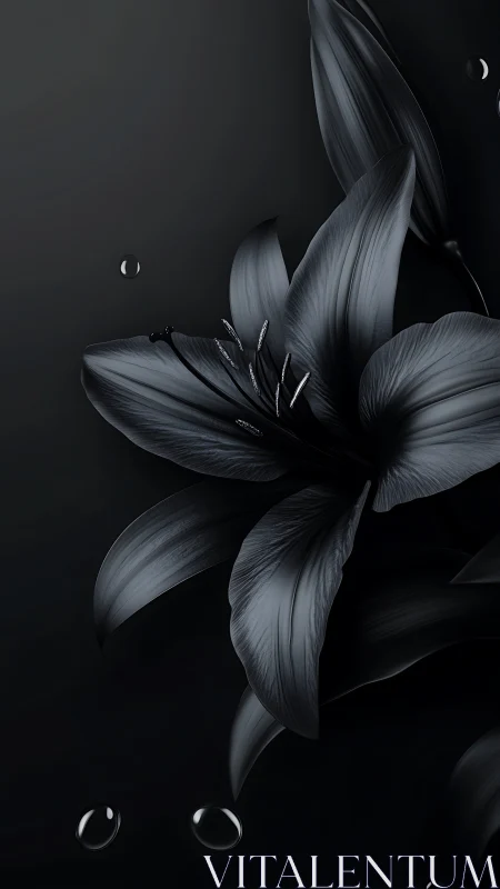 Monochromatic Lily with Textured Petals Against Dark Background.