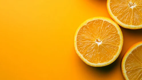 Sunny citrus halves glowing on bold yellow backdrop.
