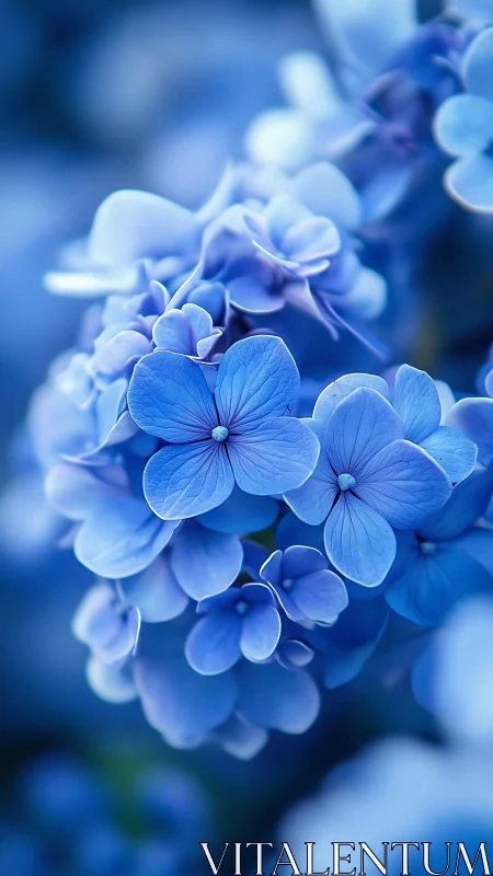 Blue Hydrangea Flowers with Shallow Depth of Field.
