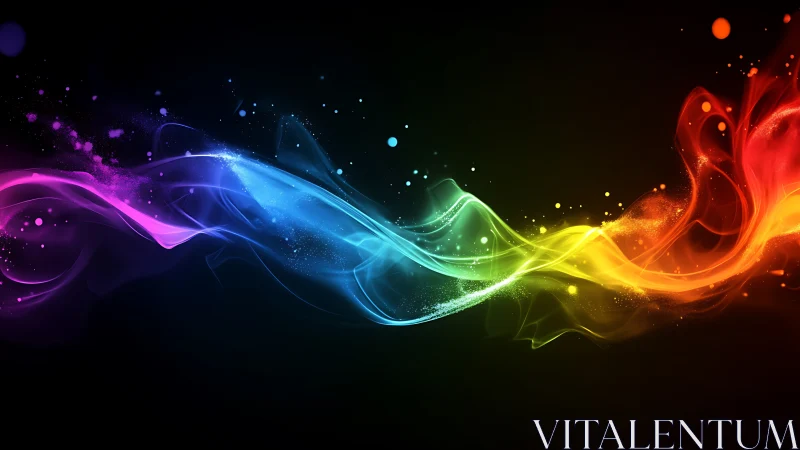 Chromatic light ribbons swirling through cosmic darkness.