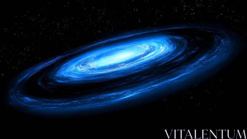 Edge-on spiral galaxy disk rendered in luminous cyan plasma