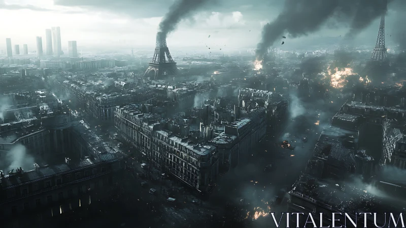 Digital rendering shows Paris under extensive urban devastation