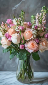 Soft Garden Bouquet in a Clear Vase.