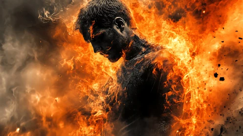 Soul on Fire: quiet strength rising from swirling flames.