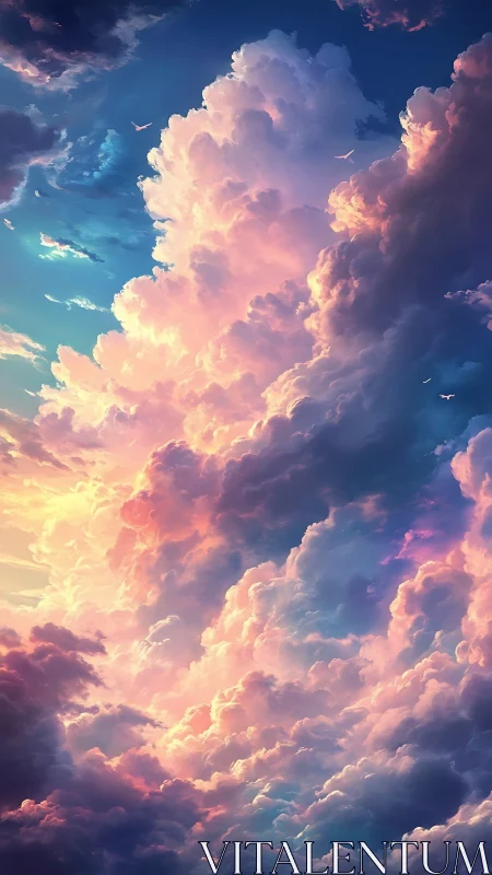 Vibrant sunset clouds in a colorful fantasy sky.