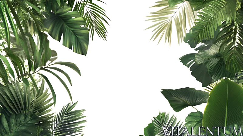 Lush jungle leaves framing a bright story-ready clearing.