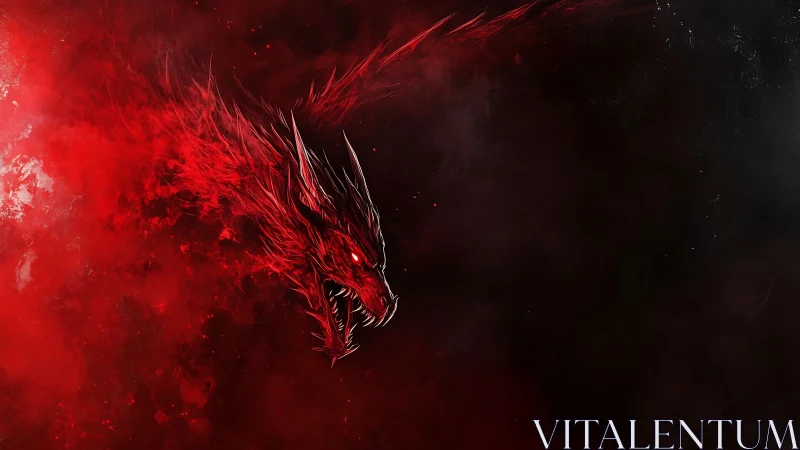 Bloodfire nebula dragon screaming through cosmic smoke.
