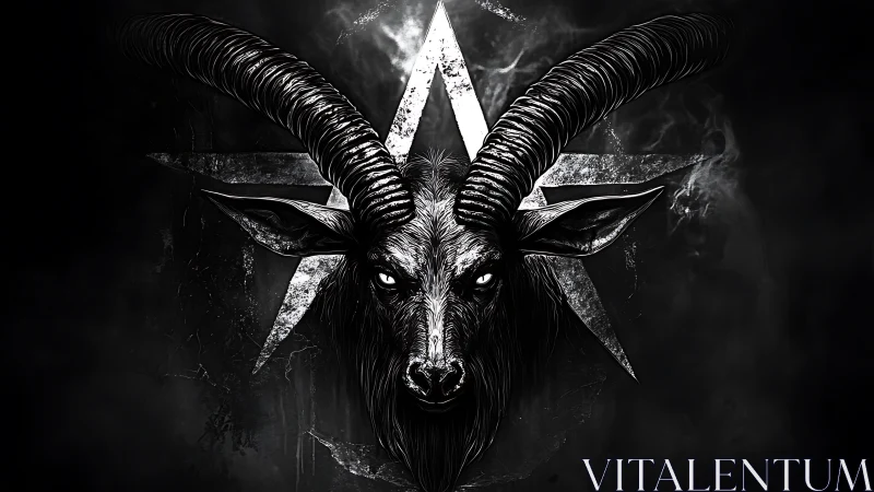 Horned night sentinel stares out from a cracked silver star