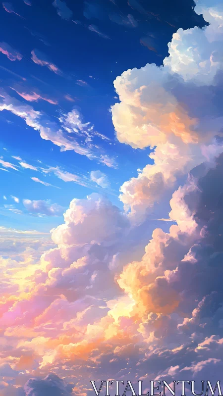 Radiant sunrise clouds in vivid painterly skyscape.