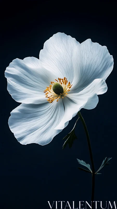 White Cosmos Bloom Against Midnight Background.