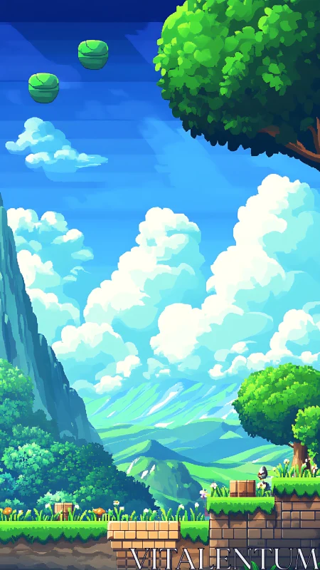 Pixel knight explores vibrant floating island platform world