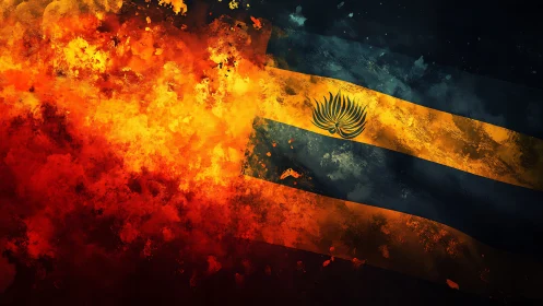 Egyptian Flag Digital Art with Flame Effects