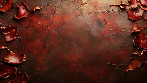 Dark red textured background with curled dried leaf edges
