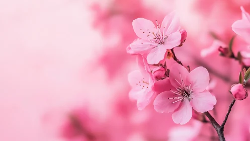 Gentle pink blossoms welcoming the soft light of spring.