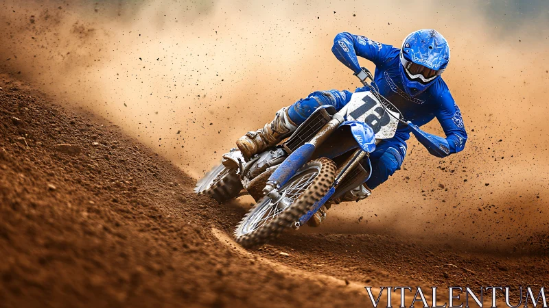 High-velocity motocross apex with dynamic soil dispersion.
