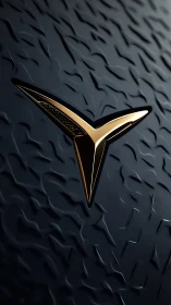 Sleek golden emblem glows softly on dark sculpted metal