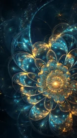 Celestial fractal bloom radiates light in cosmic darkness.