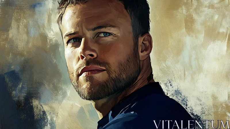 Expressive male portrait in textured digital brushwork study.